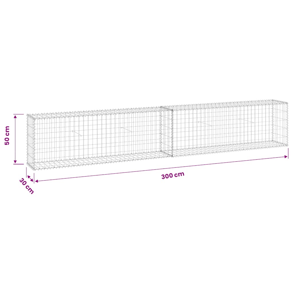 Gabion Wall Galvanised Steel 300x30x50cm | Simpledeals