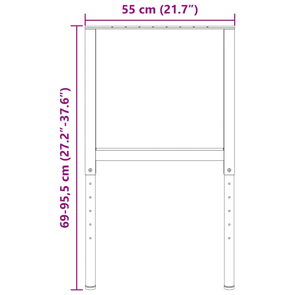 Adjustable Workbench Frames 2pc Metal Height 69-95cm | Simpledeals