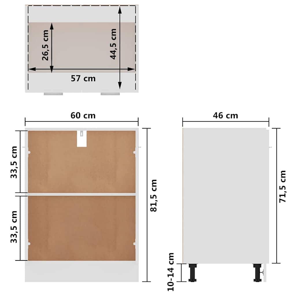 Bottom Cabinet White Engineered Wood