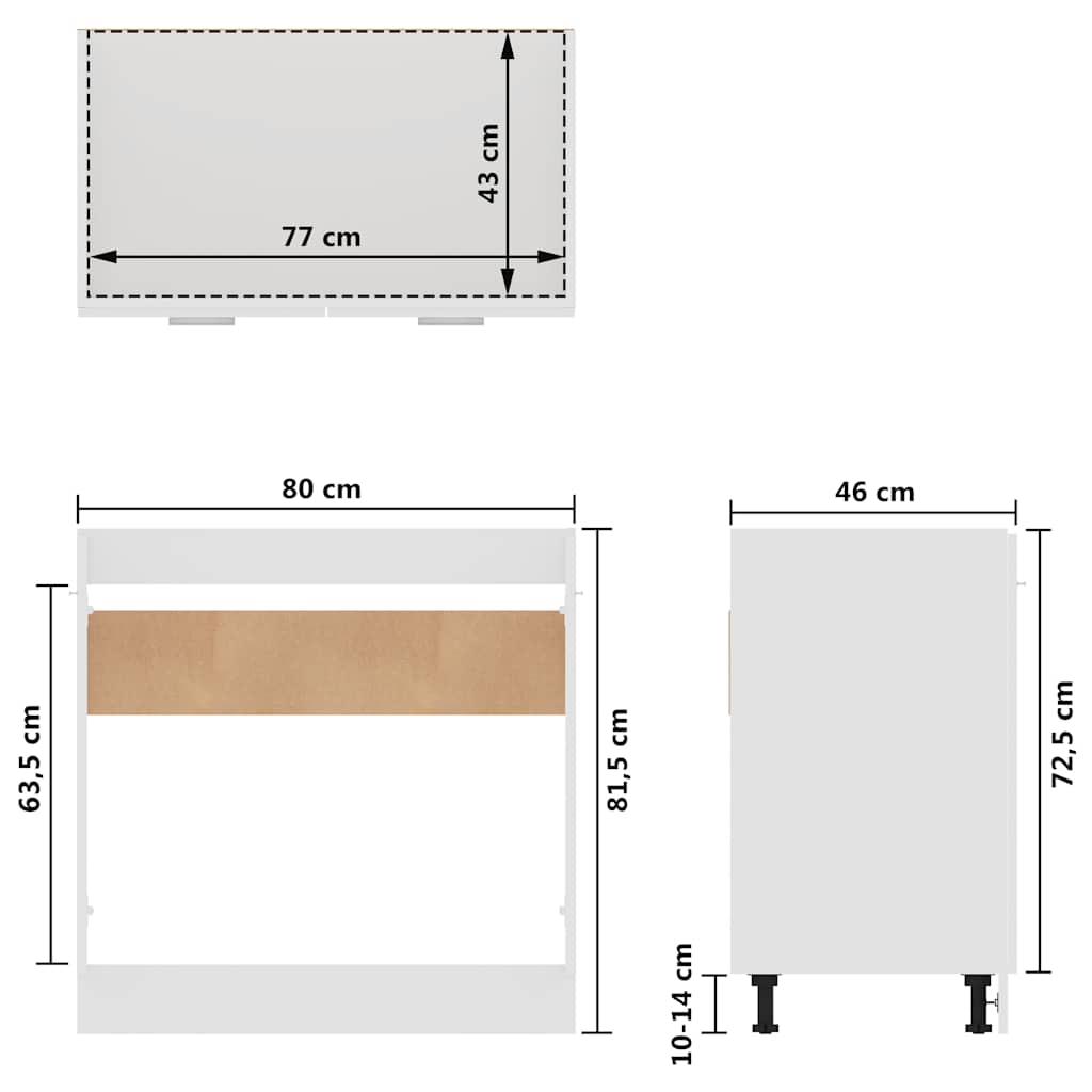 Kitchen Sink Cabinet White 80cm Engineered Wood | Simpledeals