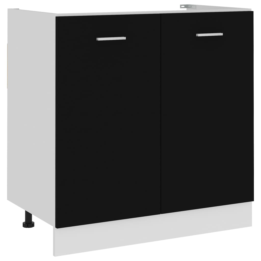 Black Under Sink Cabinet 80cm Kitchen Storage | Simpledeals