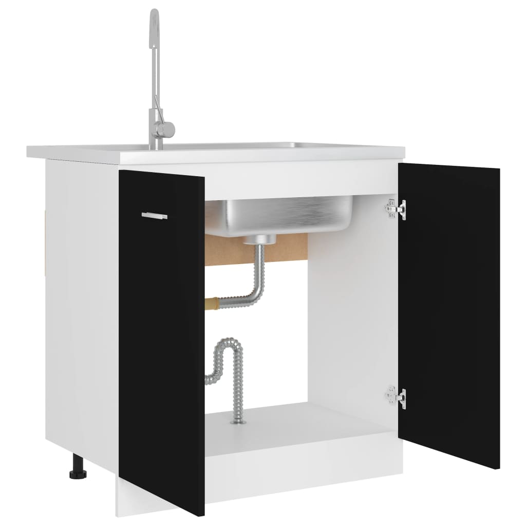 Black Under Sink Cabinet 80cm Kitchen Storage | Simpledeals