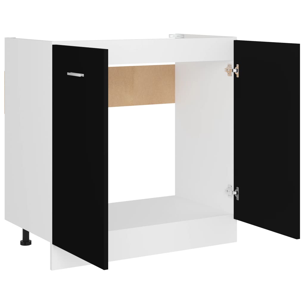 Black Under Sink Cabinet 80cm Kitchen Storage | Simpledeals