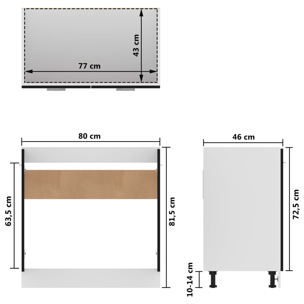 Black Under Sink Cabinet 80cm Kitchen Storage | Simpledeals