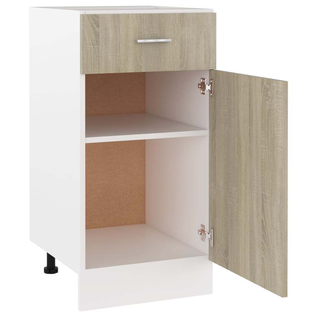 Wood finish - Stylish Drawer Bottom Cabinet Sonoma Oak - Engineered Wood