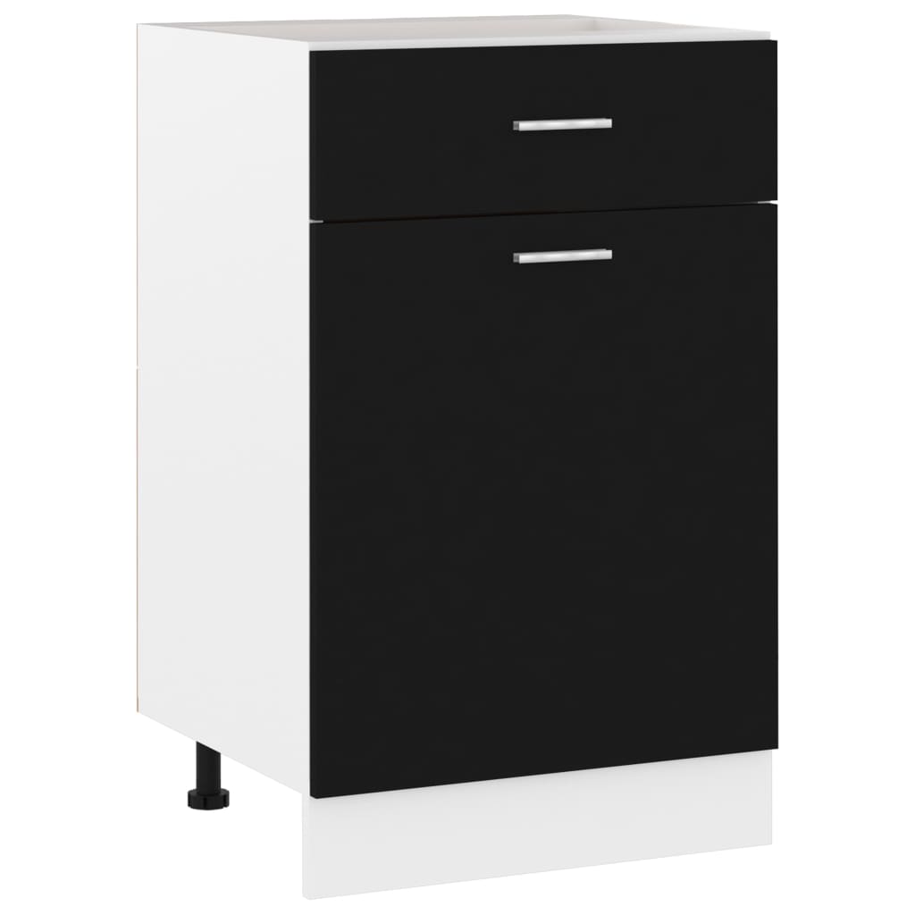 Stylish Drawer Bottom Cabinet Black Engineered Wood | Wood finish
