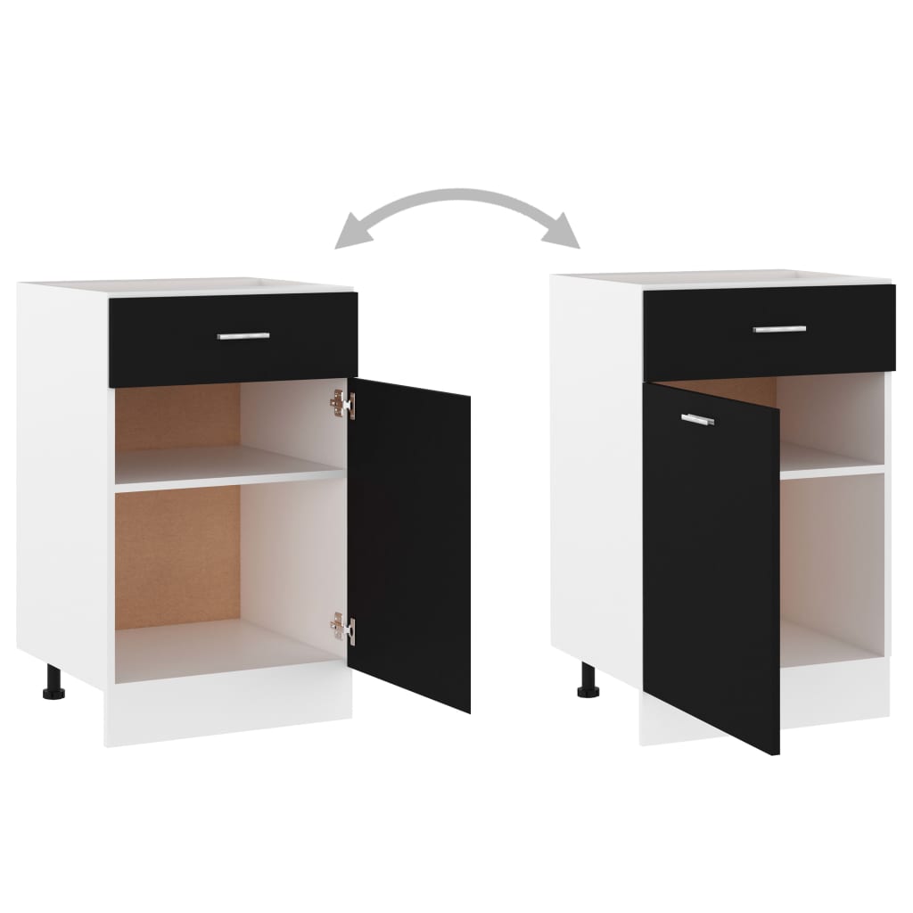 Stylish Drawer Bottom Cabinet Black Engineered Wood | Kitchen Cabinets