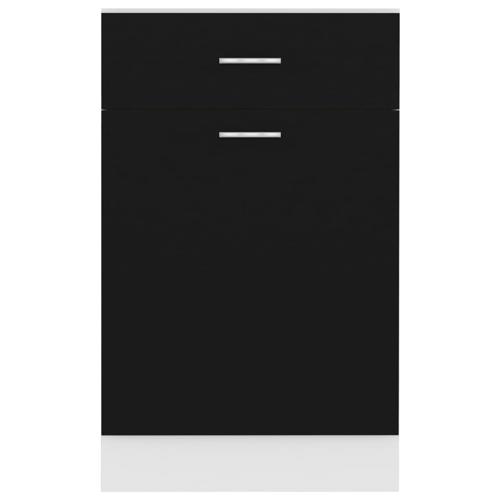 Stylish Drawer Bottom Cabinet Black Engineered Wood | Black colour