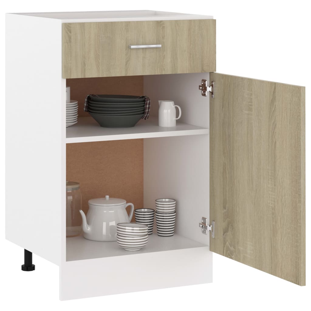 Kitchen Cabinets - Stylish Drawer Bottom Cabinet Sonoma Oak Engineered Wood