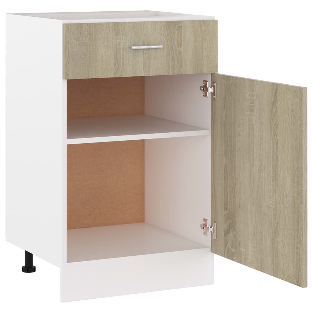 Wood finish - Stylish Drawer Bottom Cabinet Sonoma Oak Engineered Wood