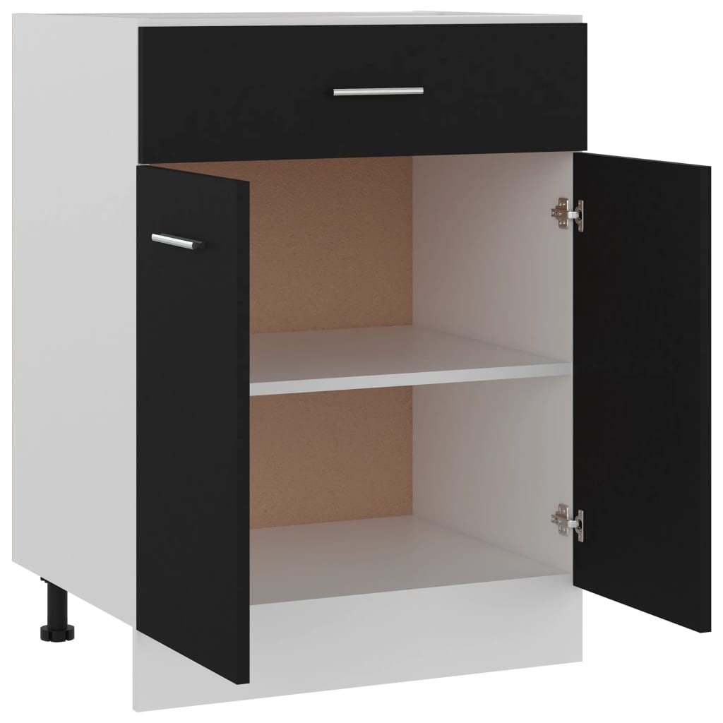 Kitchen Cabinets - Stylish - Drawer Bottom Cabinet Black Engineered Wood