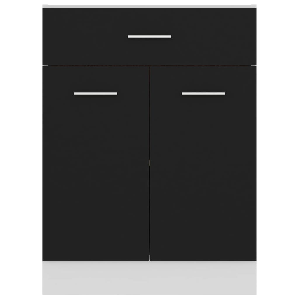 Wood finish - Stylish - Drawer Bottom Cabinet Black Engineered Wood