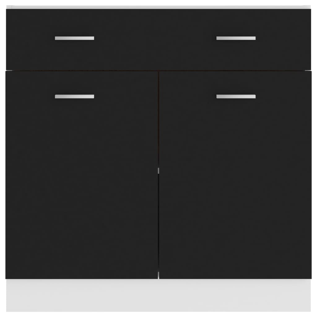 Drawer Bottom Cabinet Black Engineered Wood