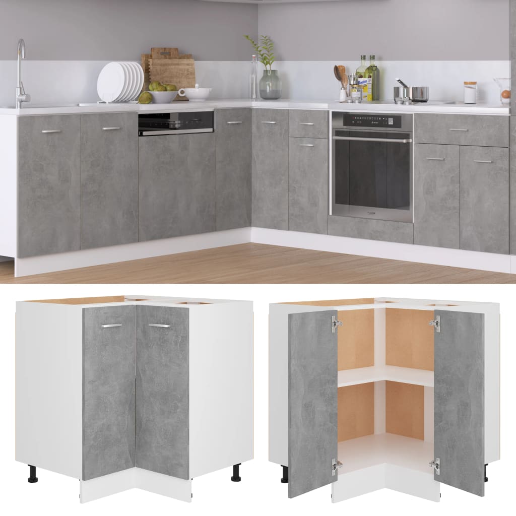 Corner Kitchen Cabinet Concrete Grey 75.5cm | Simpledeals