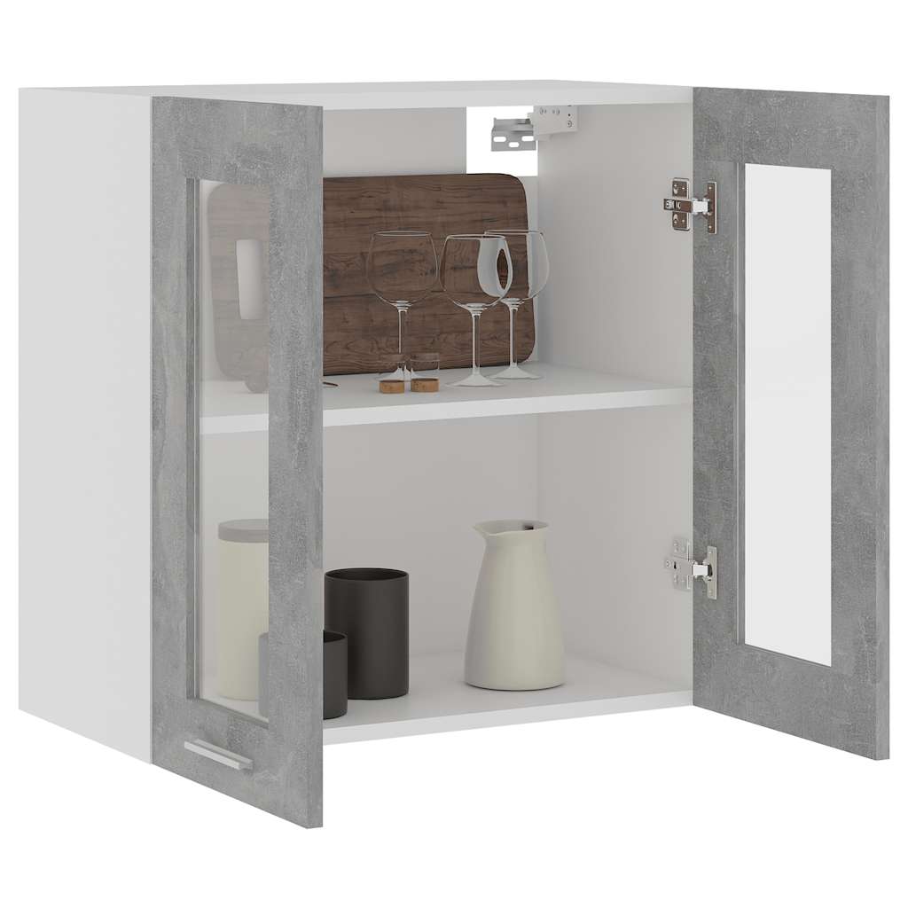 Glass Wall Cabinet Concrete Grey 60x60cm | Simpledeals