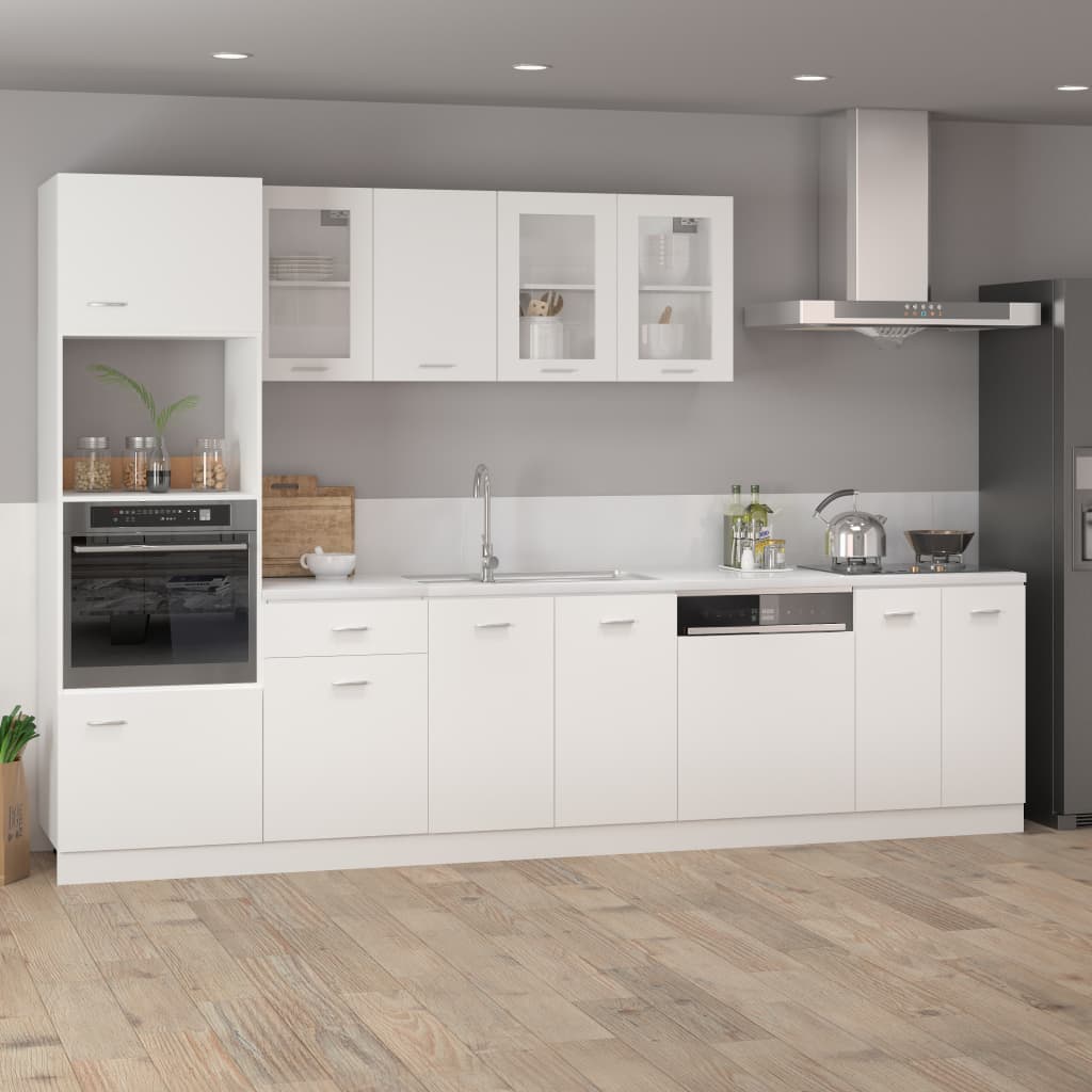 Glass Door Wall Cabinet White 80cm Kitchen Storage | Simpledeals