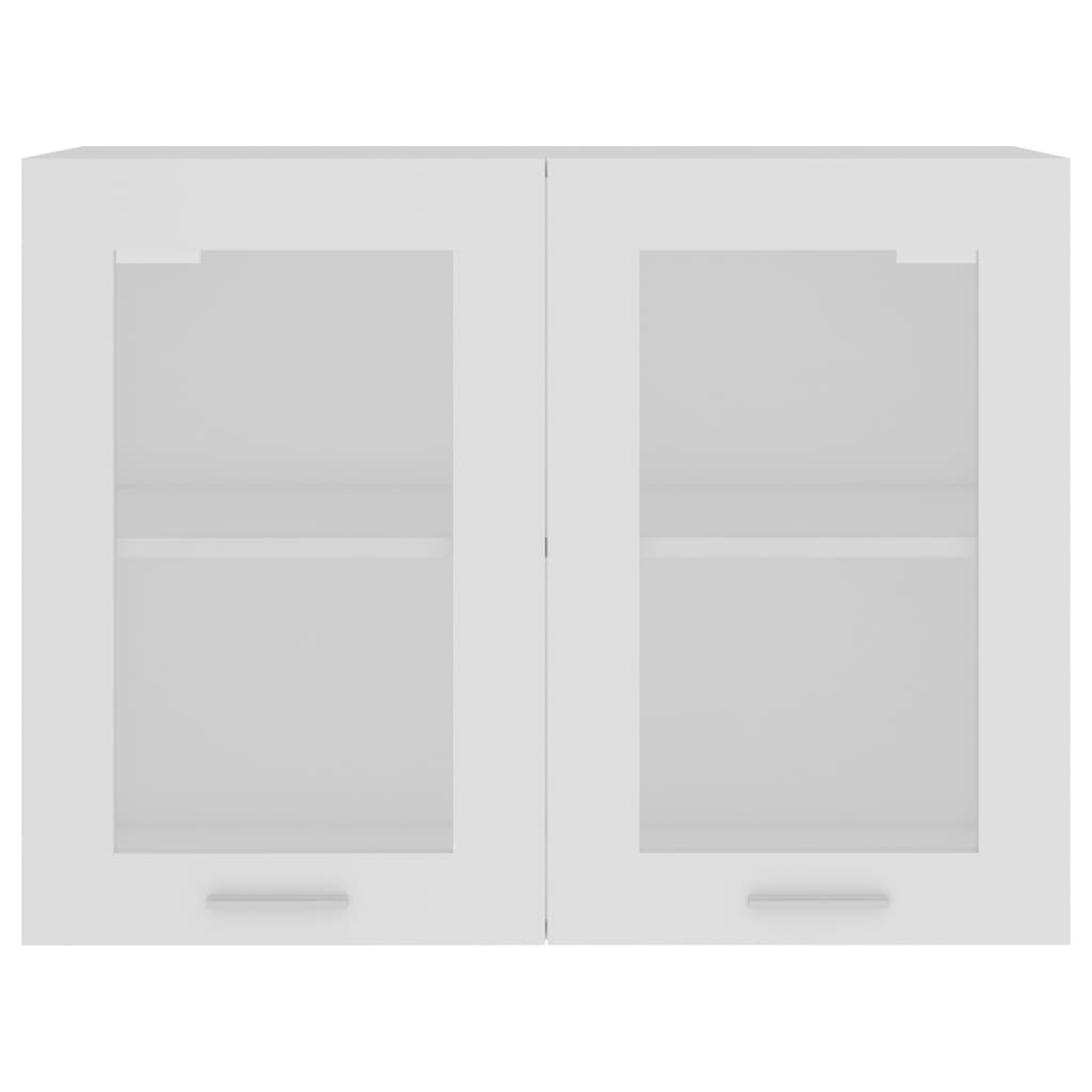 Glass Door Wall Cabinet White 80cm Kitchen Storage | Simpledeals