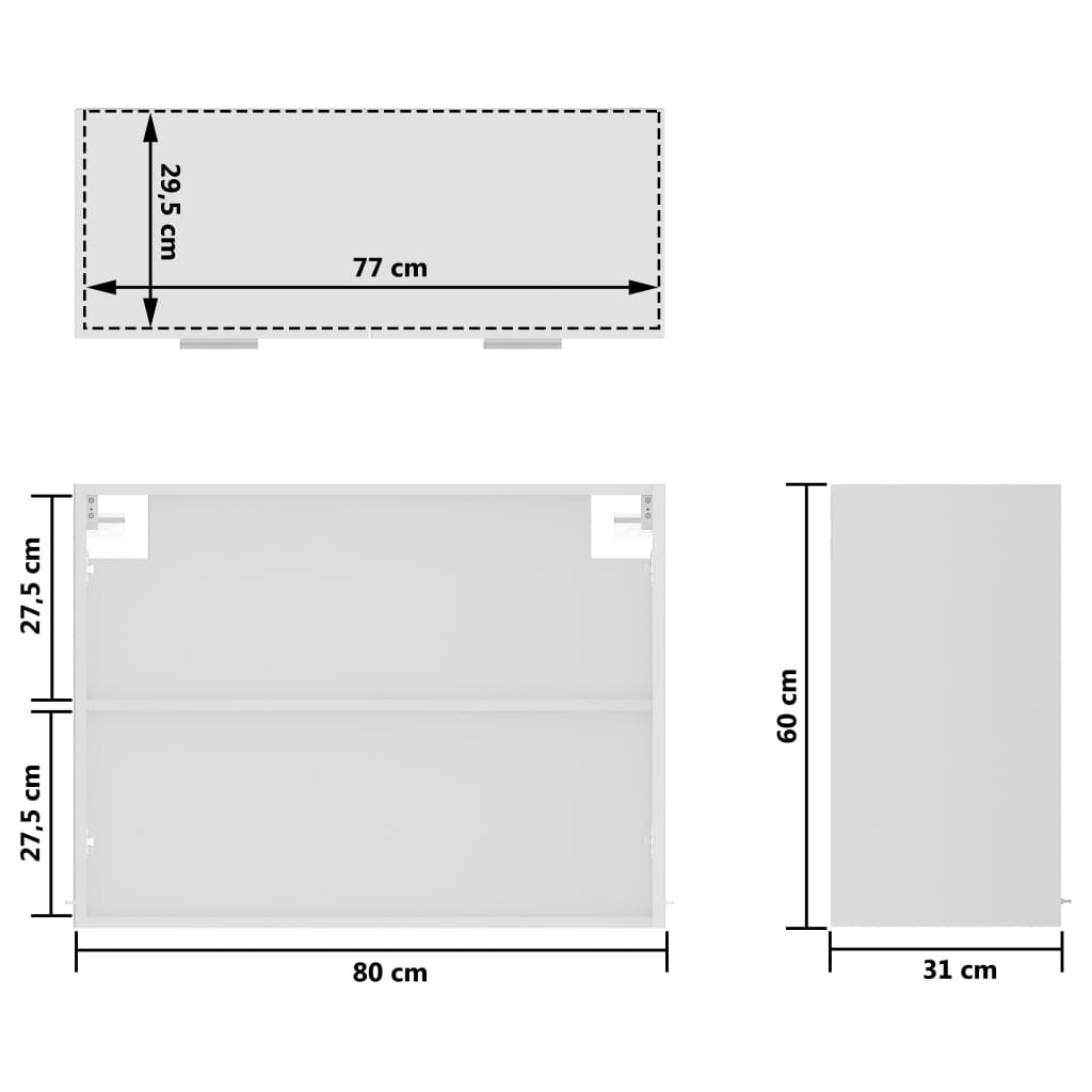 Glass Door Wall Cabinet White 80cm Kitchen Storage | Simpledeals