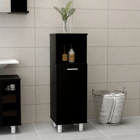 Bathroom Cabinet Black Engineered Wood