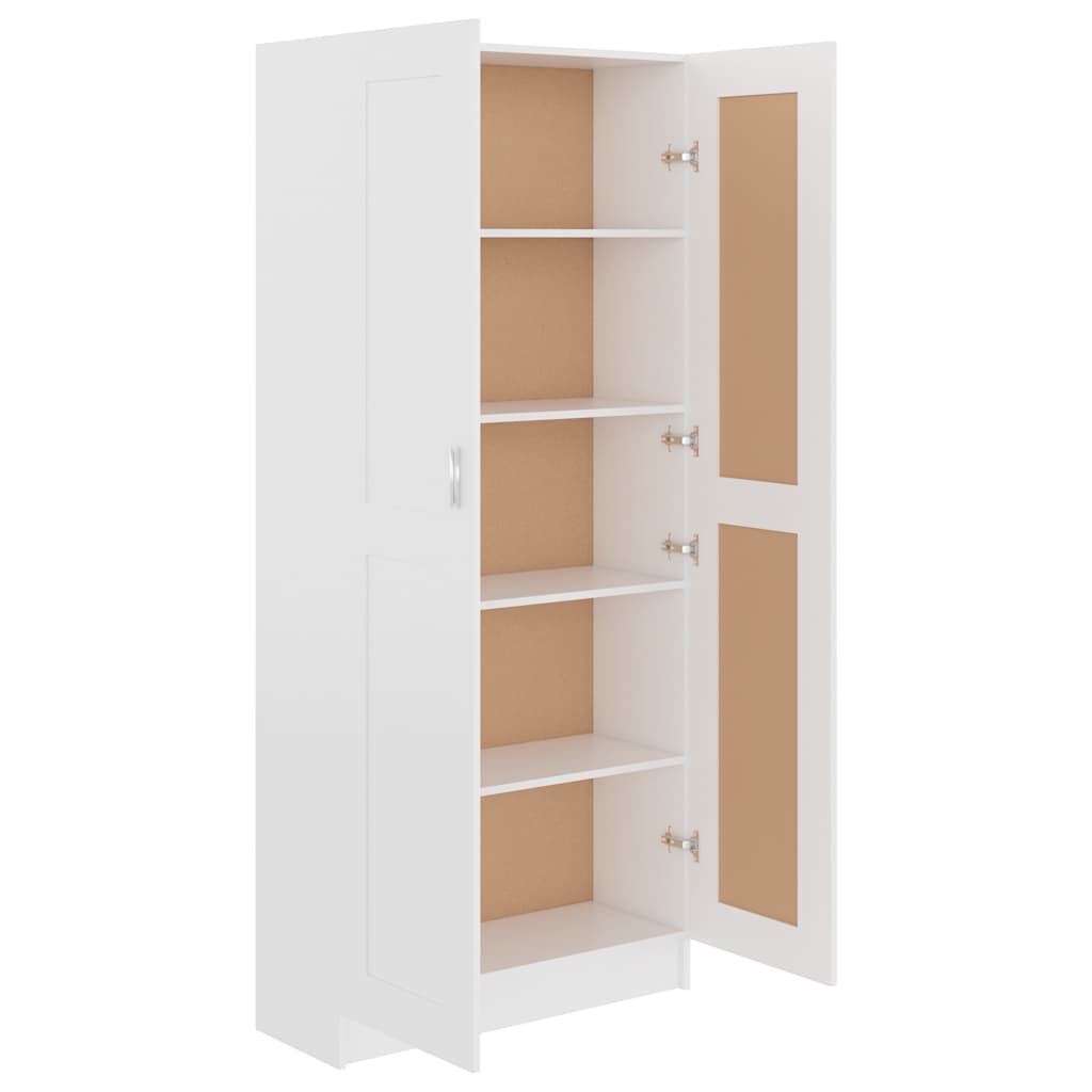 Tall White Book Cabinet 185cm Engineered Wood | Simpledeals