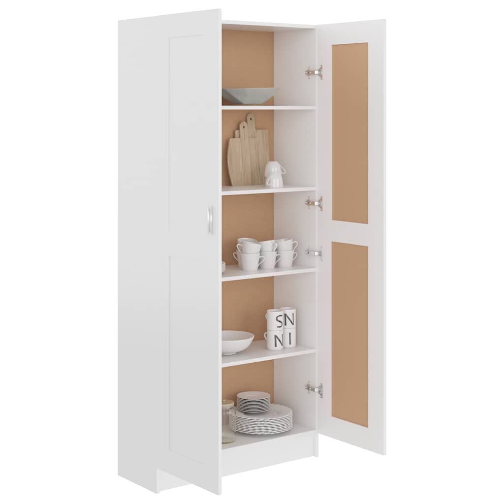 Tall White Book Cabinet 185cm Engineered Wood | Simpledeals