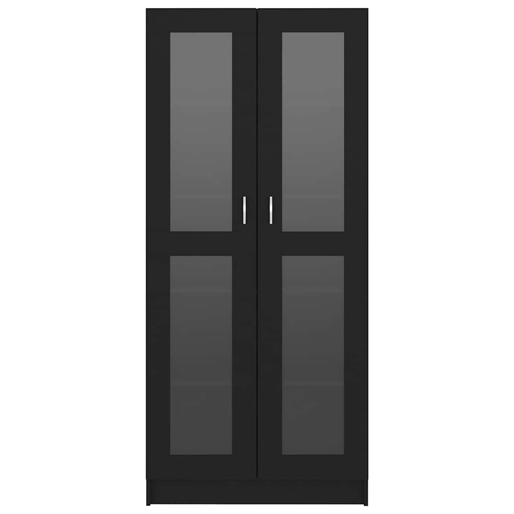Black Display Cabinet Vitrine 185cm Glass Doors | Simpledeals