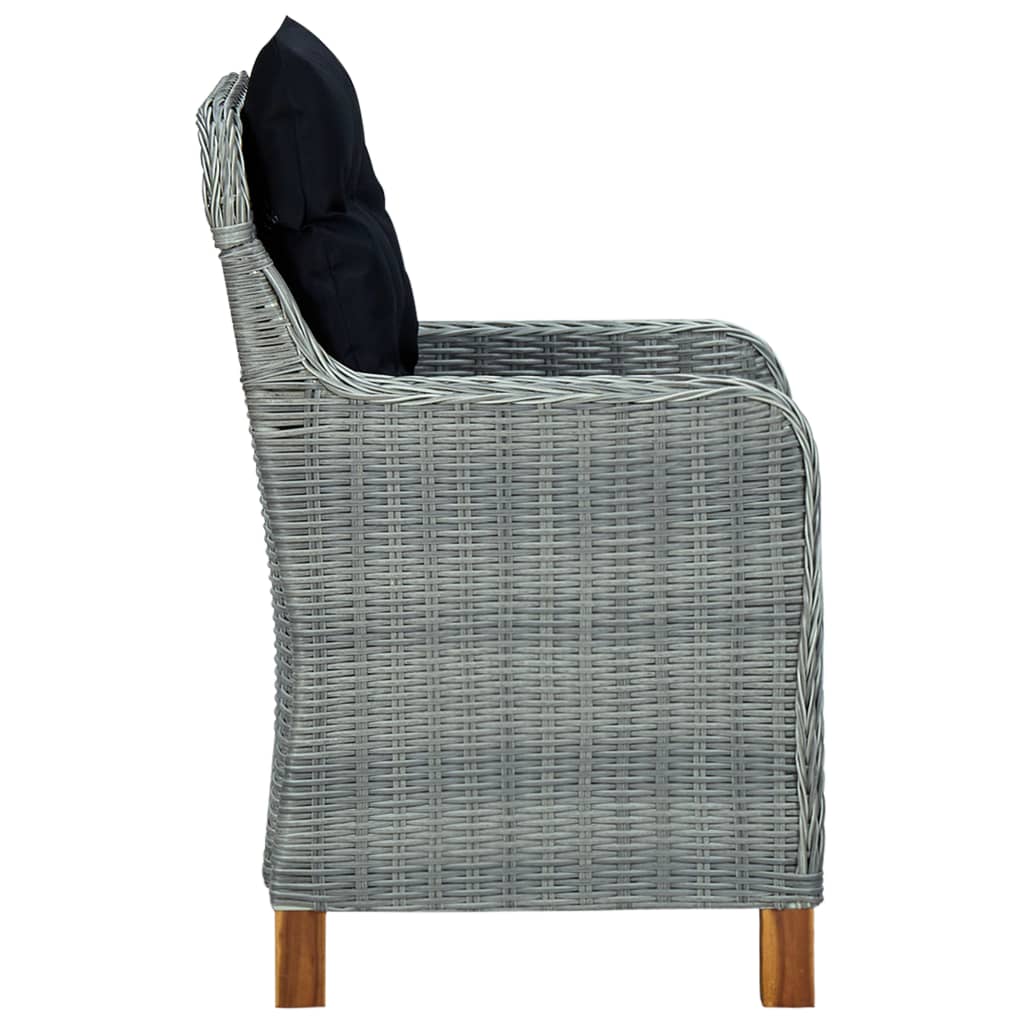 Garden Dining Chairs With Cushions 2 Pcs Poly Rattan Light Grey