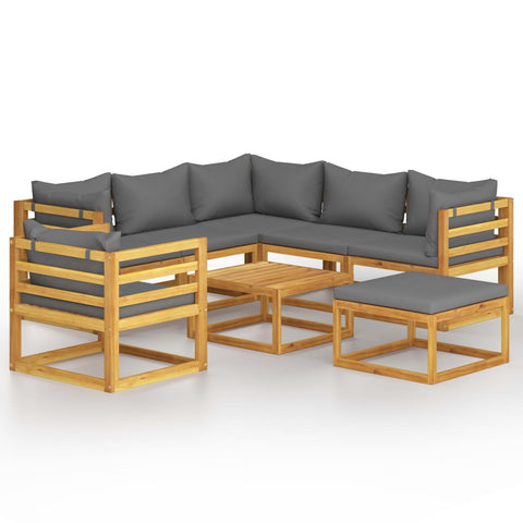 8-Piece Garden Lounge Set with Cushion Solid Acacia Wood