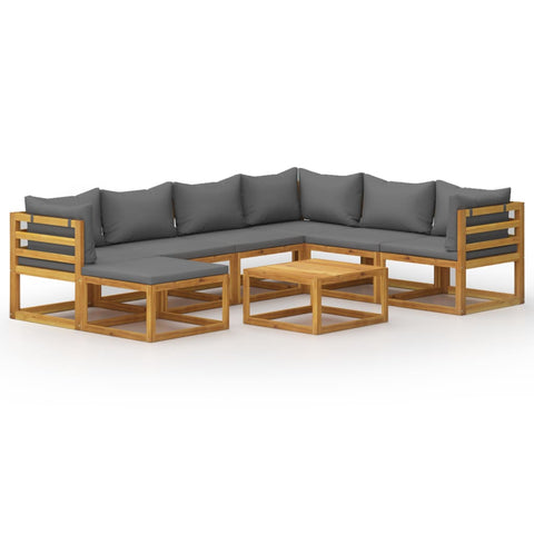 8 - Piece Garden Lounge Set with Cushion Solid Acacia Wood