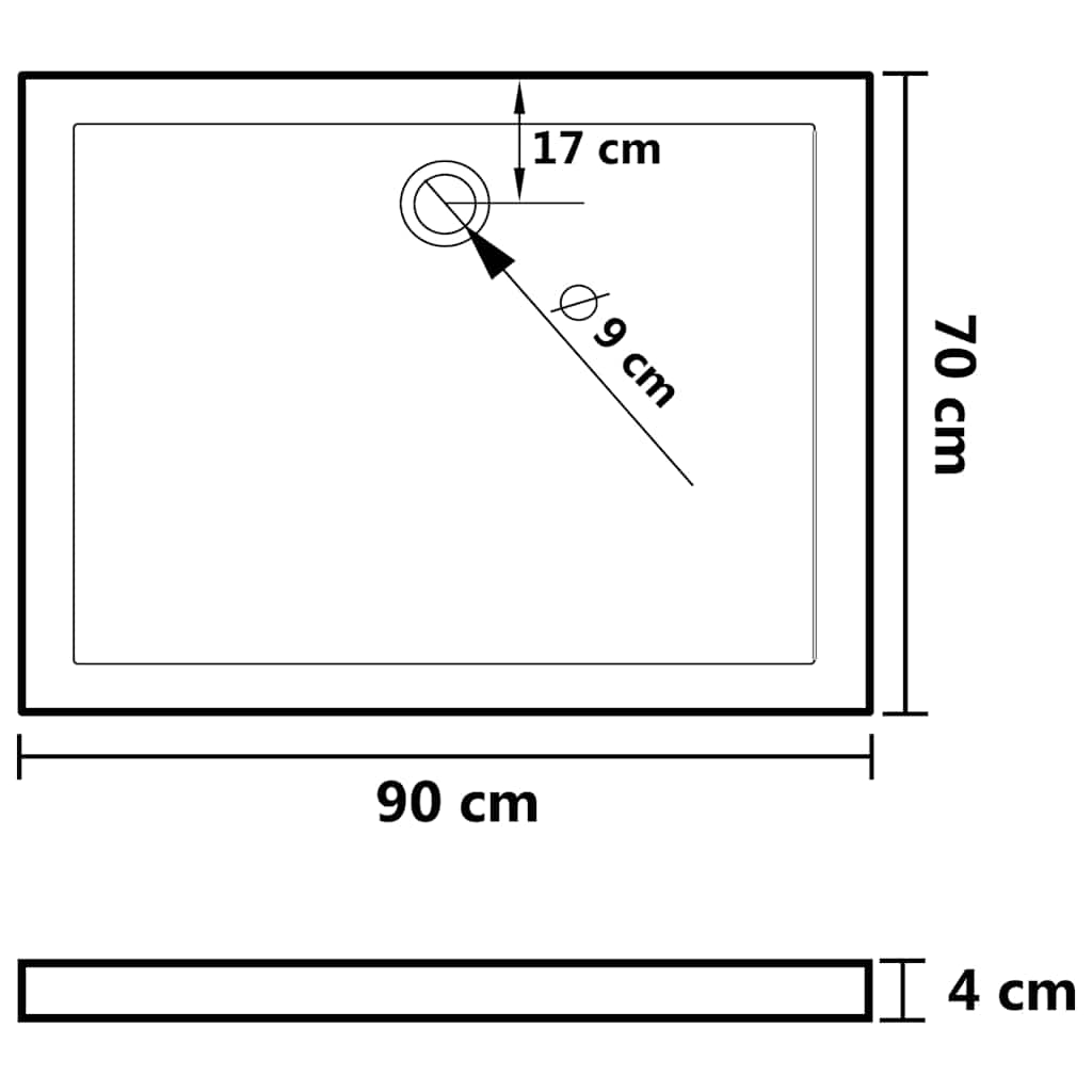 Rectangular Shower Base Tray 70x90cm ABS | Simpledeals