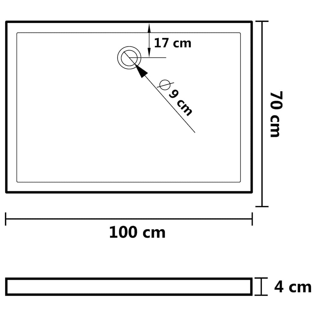 Rectangular Shower Base Tray 70x100cm White ABS | Simpledeals