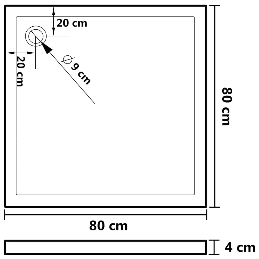 Square ABS Shower Base Tray 80x80cm White | Simpledeals