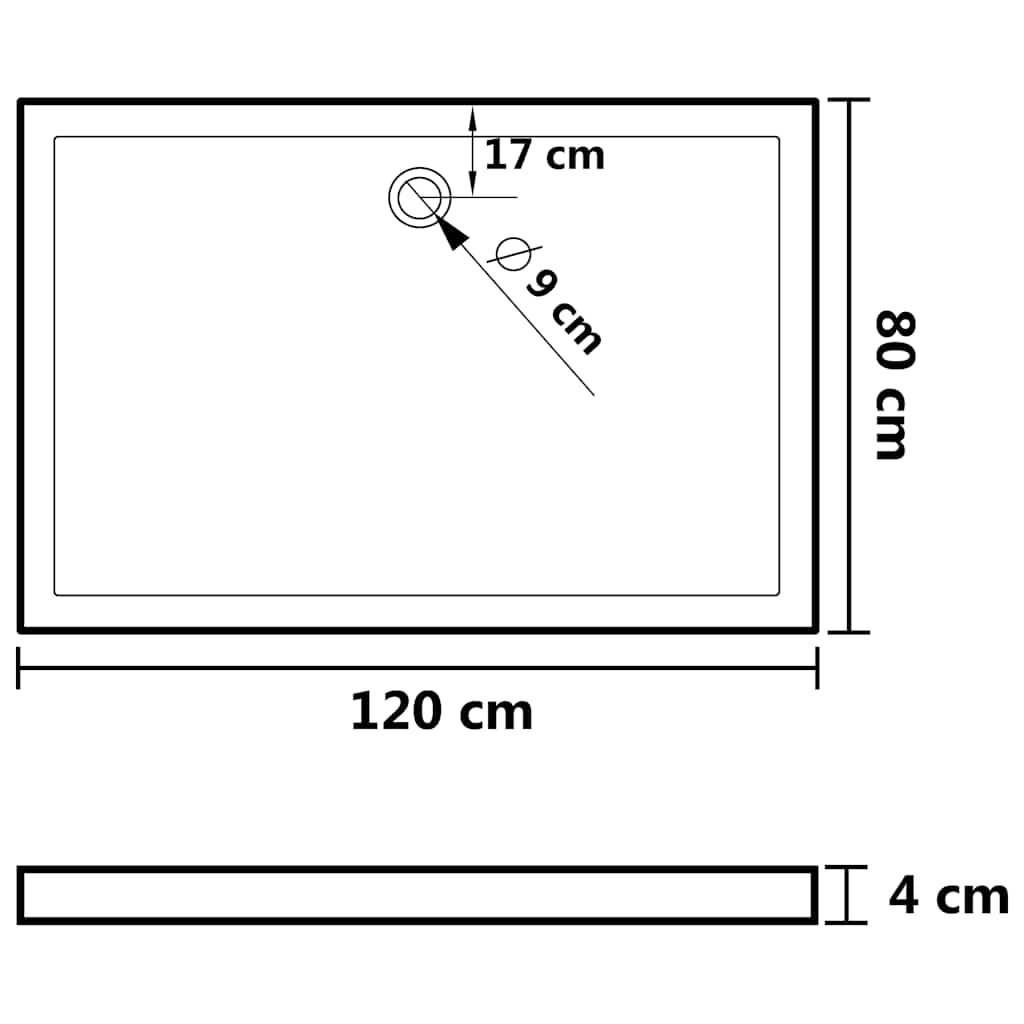 Black Shower Base Tray 80x120cm ABS | Simpledeals