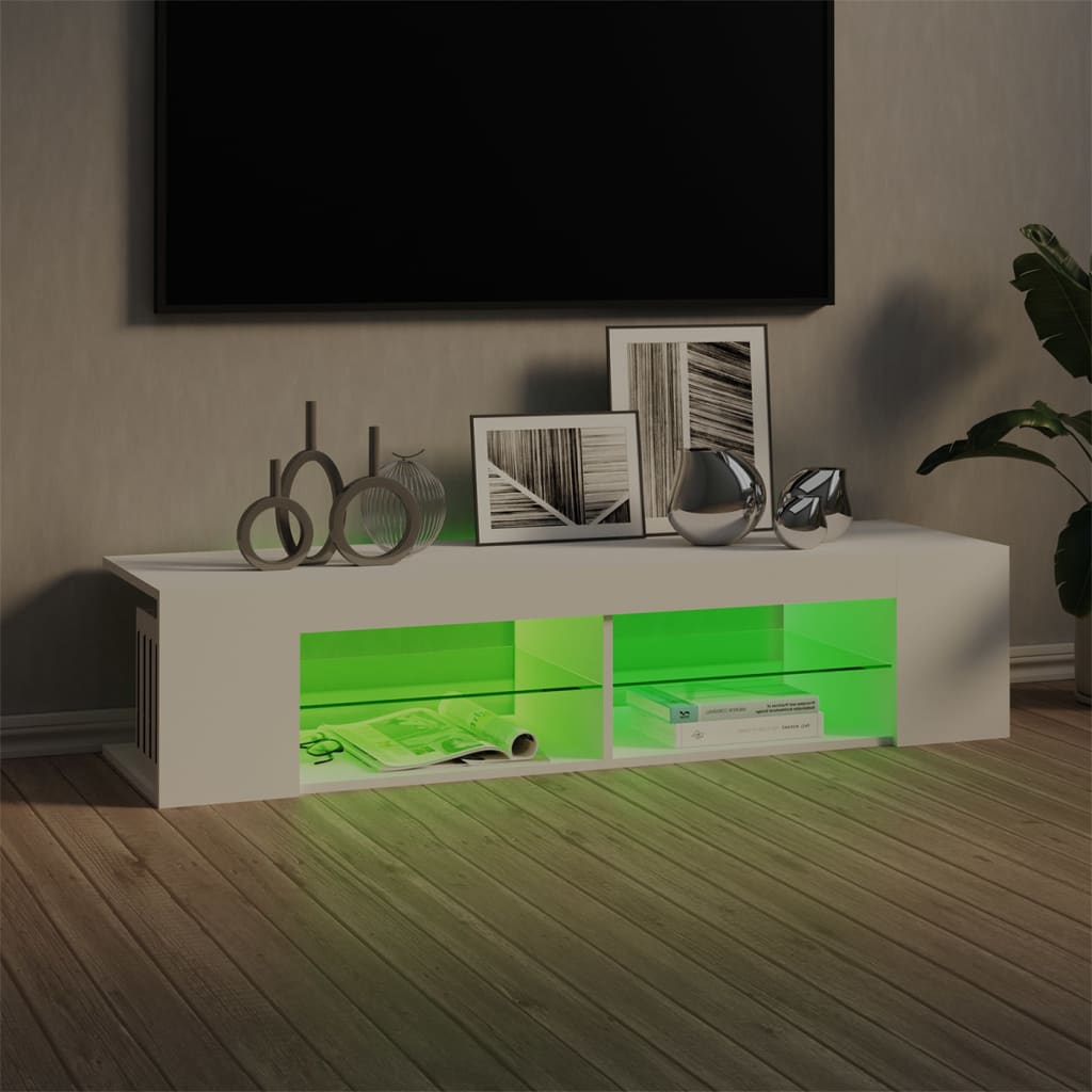 Entertainment Unit with LED Lights White