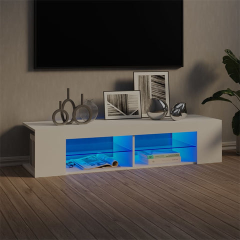 Entertainment Unit with LED Lights White