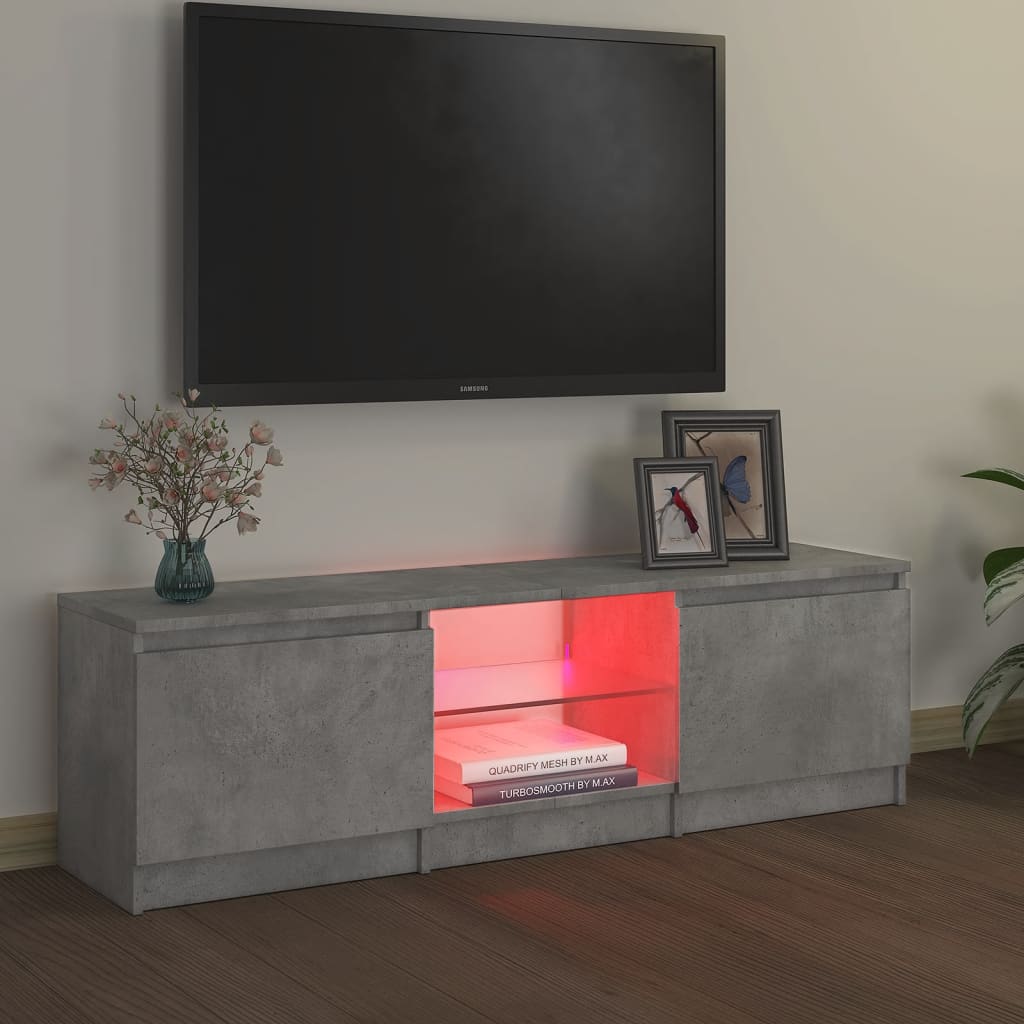 TV Cabinet with LED Lights Concrete Grey