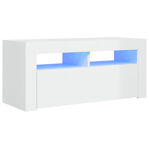 TV Cabinet with LED Lights High Gloss White