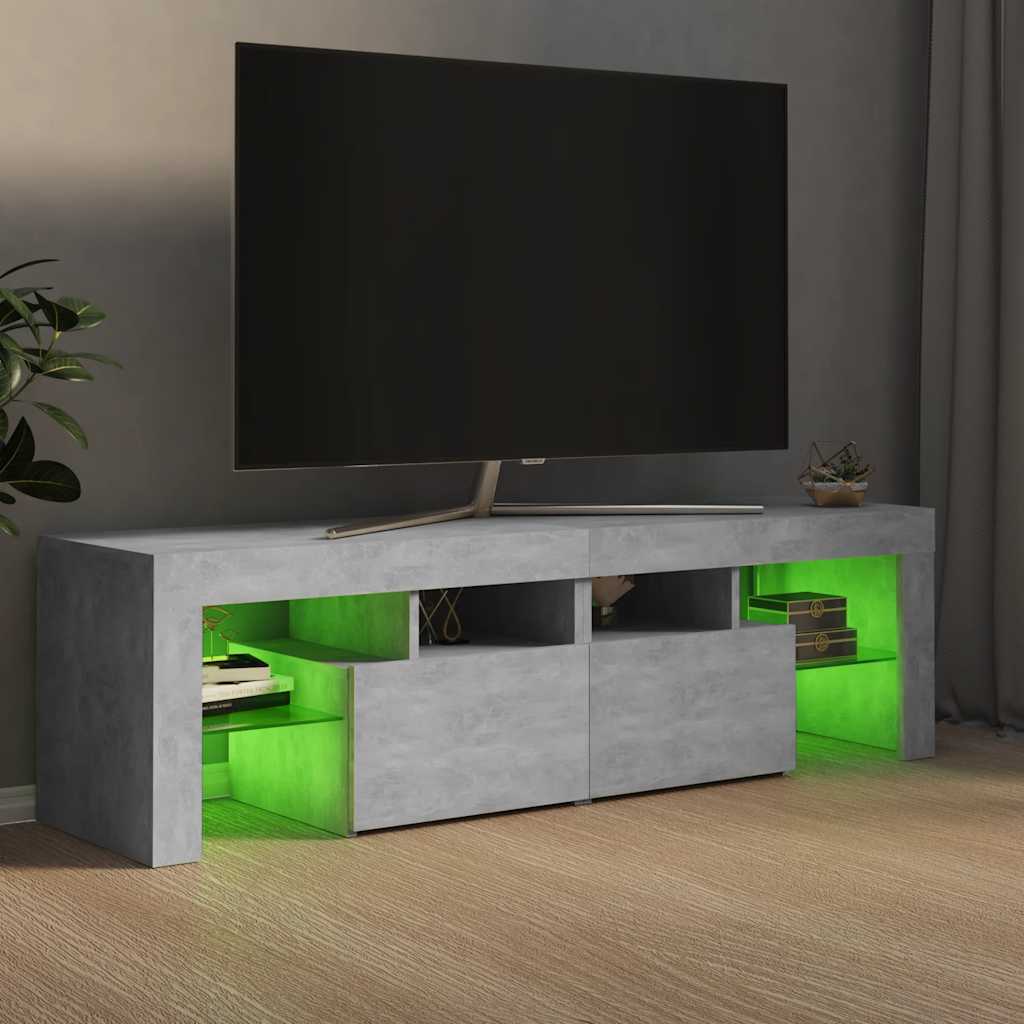 TV Cabinet RGB LED Lights Concrete Grey 140cm | Simpledeals