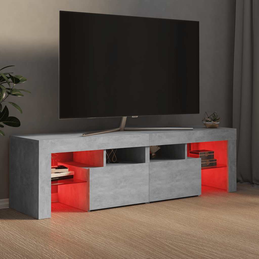 TV Cabinet RGB LED Lights Concrete Grey 140cm | Simpledeals