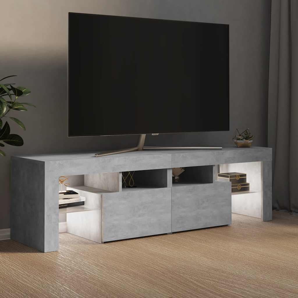 TV Cabinet RGB LED Lights Concrete Grey 140cm | Simpledeals