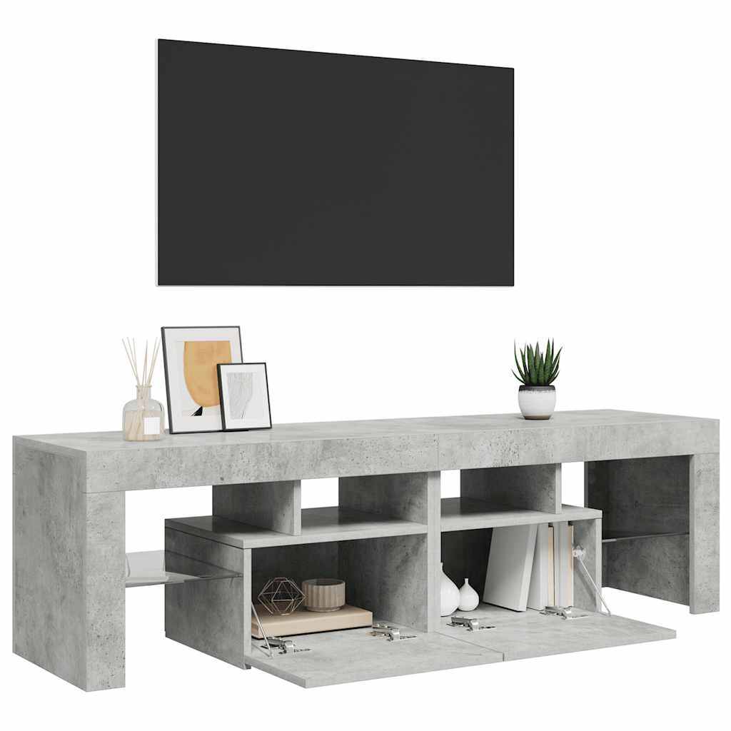 TV Cabinet RGB LED Lights Concrete Grey 140cm | Simpledeals