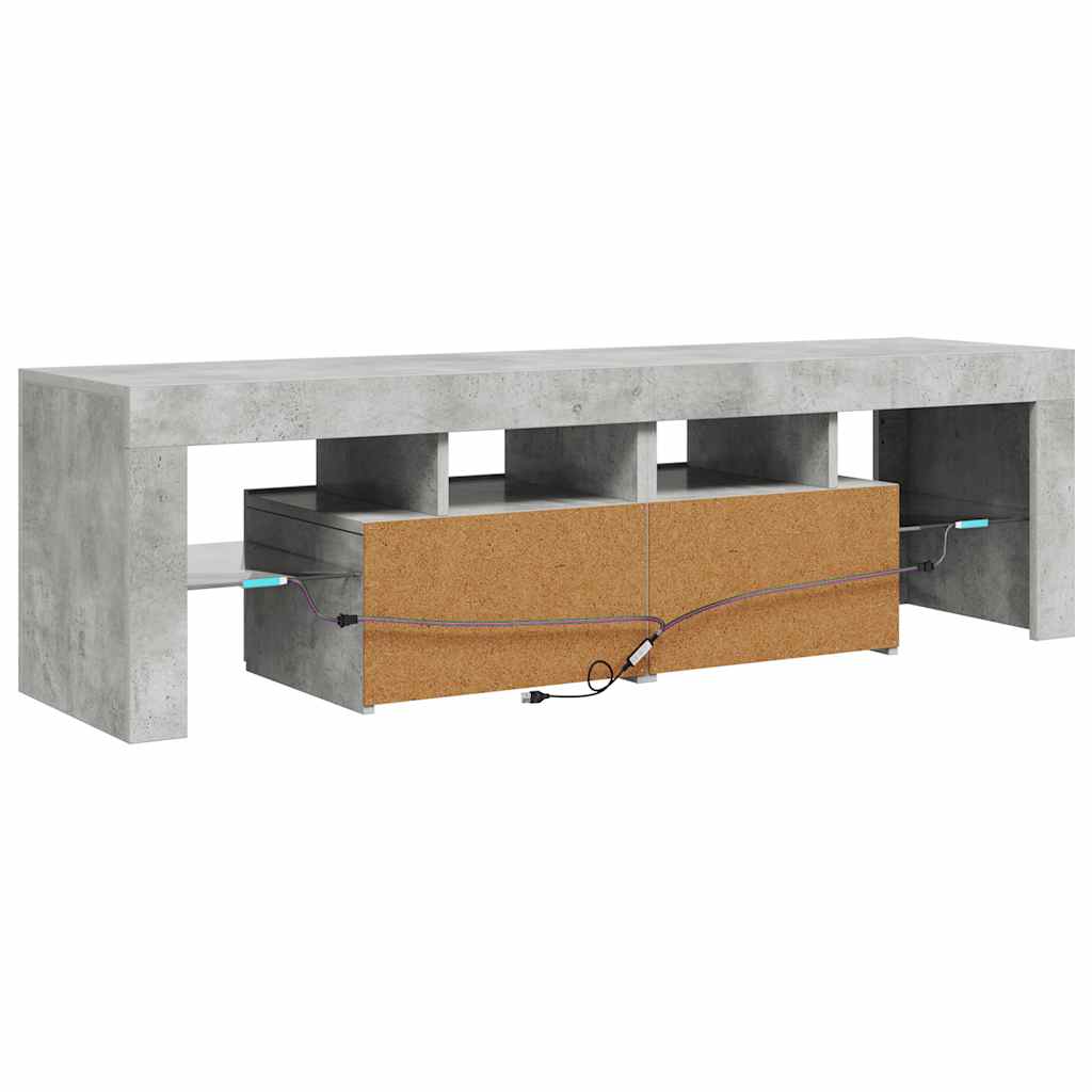 TV Cabinet RGB LED Lights Concrete Grey 140cm | Simpledeals