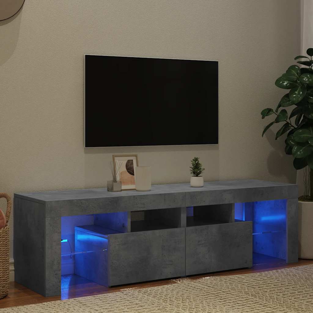 TV Cabinet RGB LED Lights Concrete Grey 140cm | Simpledeals