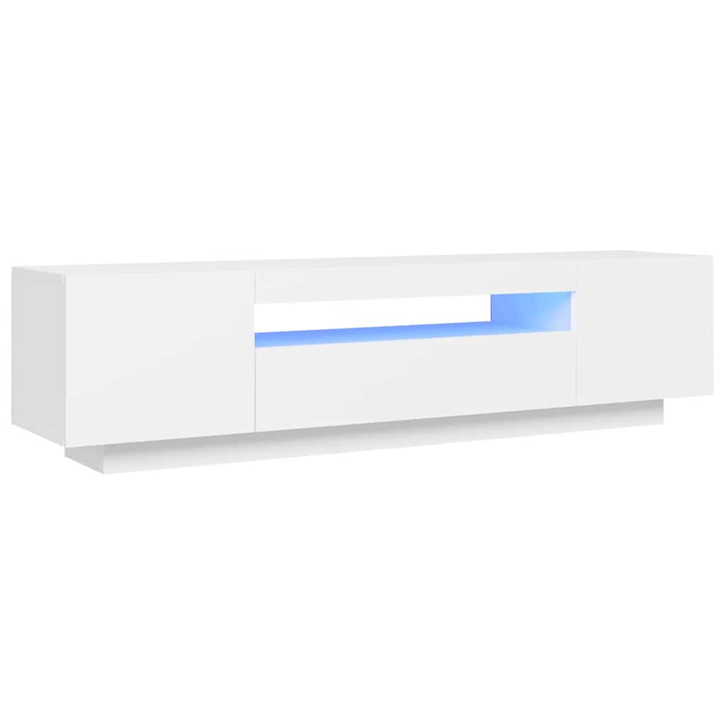 TV Cabinet LED Lights White 160cm Media Unit | Simpledeals