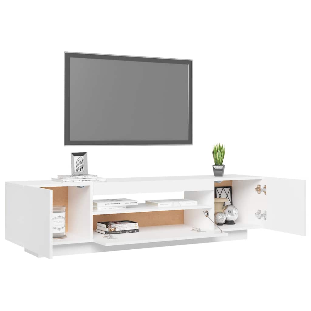 TV Cabinet LED Lights White 160cm Media Unit | Simpledeals