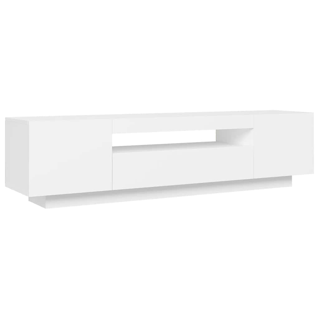 TV Cabinet LED Lights White 160cm Media Unit | Simpledeals