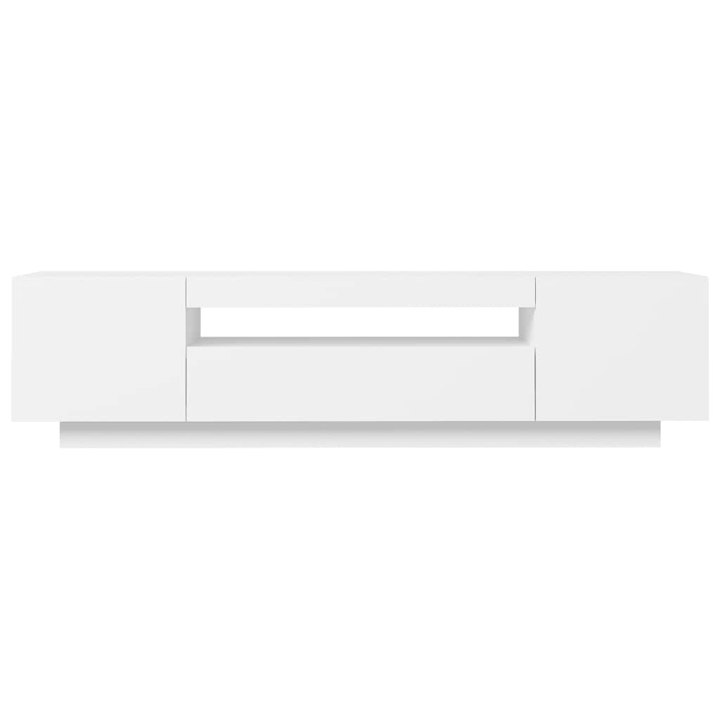 TV Cabinet LED Lights White 160cm Media Unit | Simpledeals