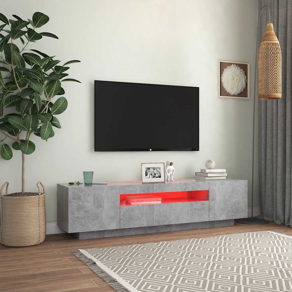 TV Cabinet RGB LED Lights 160cm Concrete Grey | Simpledeals