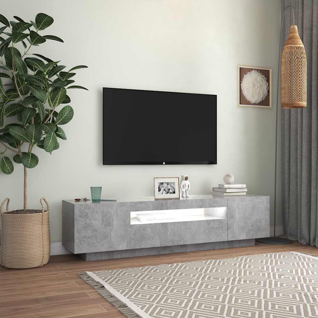 TV Cabinet RGB LED Lights 160cm Concrete Grey | Simpledeals