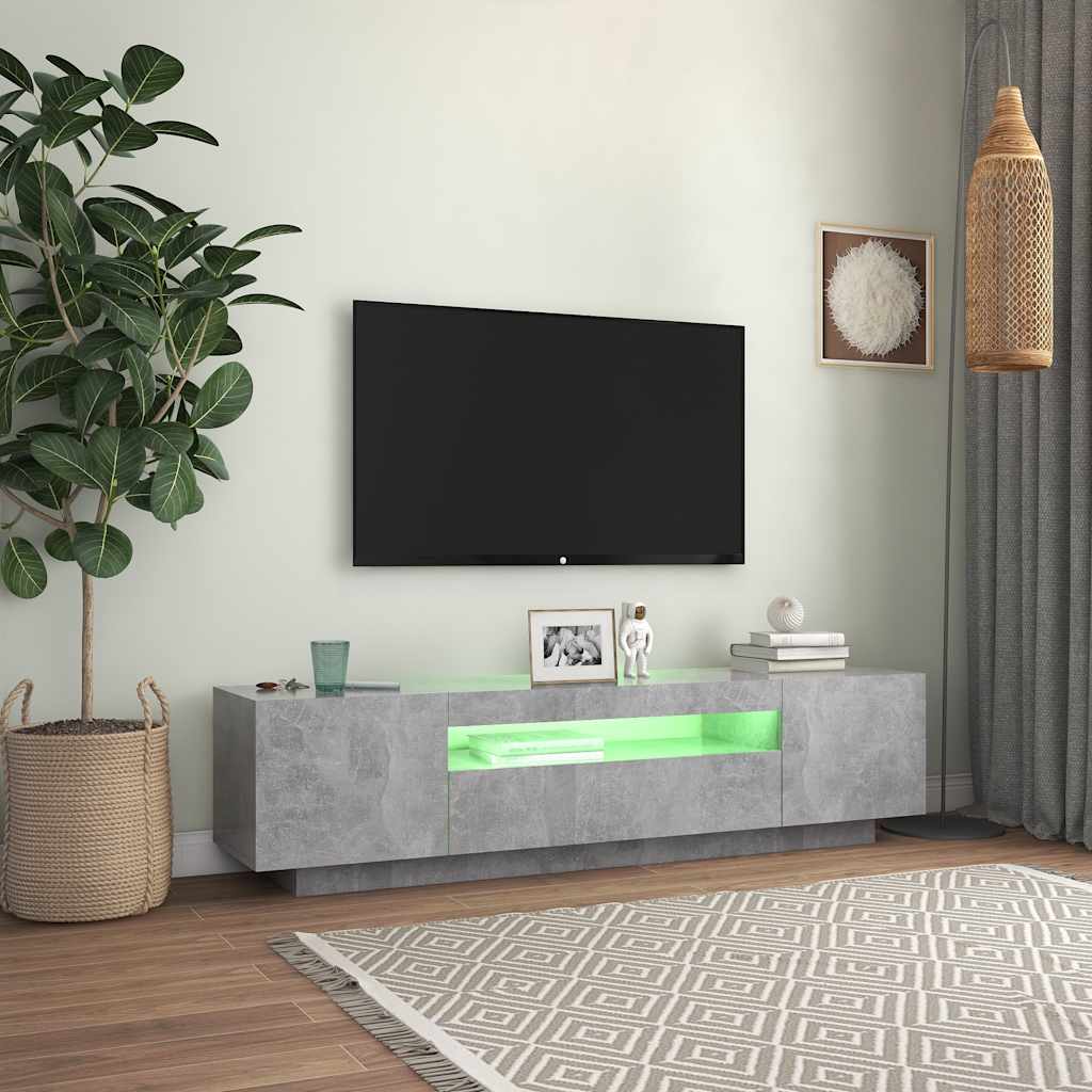 TV Cabinet RGB LED Lights 160cm Concrete Grey | Simpledeals